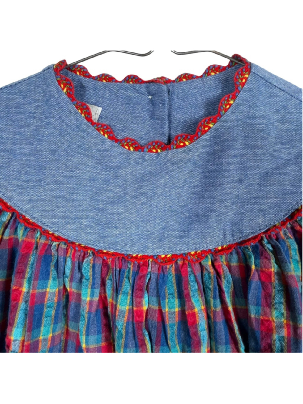 Catherine Rebecca Vintage Bishop Dress Multi Plaid Cotton Puff Sleeve Girls 3T - Picture 3 of 6